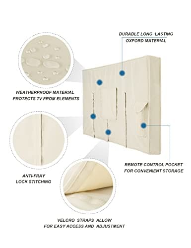iBirdie Outdoor TV Cover 28 to 32 inch Weatherproof, Cover Size 29''L x 19''H, Waterproof for Outside Flat Screen 28 to 32 inch TV, Beige, 600D Thick Fabric Screen Protector with Bottom — view 2