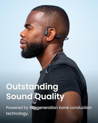 Shokz OpenRun (AfterShokz Aeropex) - Open-Ear Bluetooth Bone Conduction Sport Headphones - Sweat Resistant Wireless Earphones for Workouts and Running - Built-in Mic, with Headband (Black) — view 5
