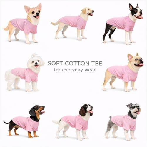Lovelonglong Bulldog Clothes Dog Clothing Blank T-Shirt Tee Shirts for French Bulldog English Bulldog American Pit Bull Pugs 100% Cotton Skin Care Pink B-M — view 4