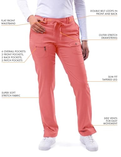 Adar Pro Breakthrough Plus Scrub Set For Women - Enhanced V-Neck Top & Multi Pocket Pants - 4400 - Rapture Rose - S — view 3