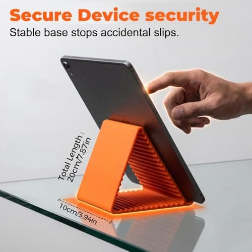 asfanst Silicone Phone Stand with Aluminum, Flexible Foldable Phone Holder, Bendable Adjustable Anti-Slip Desktop Stand for Phone Tablet Laptop, Portable Rollable Multi-Angle Stand for Home (Orange) — view 4