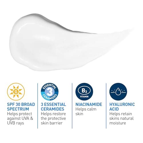 CeraVe Facial Moisturizer with SPF 30. Face Sunscreen Lotion with Hyaluronic Acid, Niacinamide & Ceramides for Women & Men. Oil-free, normal to dry skin. Verified Extended Use Date, Travel Size 89ML — view 3