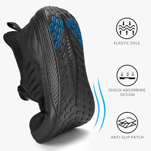 VRCLUB Mens Wide Shoes Slip on Walking Sneakers Breathable Tennis Running Gym Men Comfortable Black Workout Athletic Jogging 13 — view 5