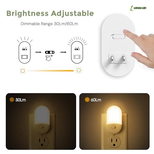 L LOHAS LED Motion Sensor Night Light, 2Pack, Motion Activated Night Light, Night Lights Plug into Wall, 3CCT Amber/3000K/5000K, Adjustable Brightness 30/60LM, for Kids Adults Bathroom Bedroom — view 2