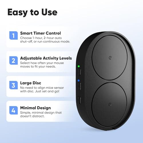 Undetectable Mouse Mover Jiggler, Adjustable Activity, Optional Shut-Off Timer, Random Movement Engine, No Software, Quiet & Undetectable Operation, USA Company (Dual Disc)