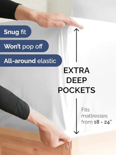 Extra Deep King Sheet Set - 6 Piece Breathable and Cooling Sheets - Hotel Luxury Bed Sheets Set - Easy & Secure Fit - Soft, Wrinkle Free and Comfy Sheets Set - White Sheet Set with Extra Deep Pockets — view 2