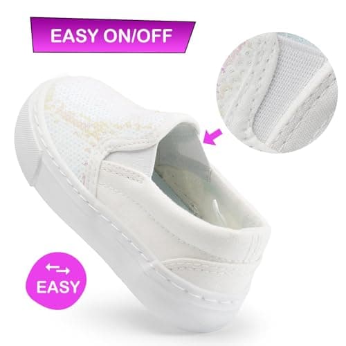 Harvest Land Toddler Slip-On Canvas Sneakers for Girls and Boys, Casual Kids Shoes - Lightweight, Breathable Glitter/White Size US12 — view 5