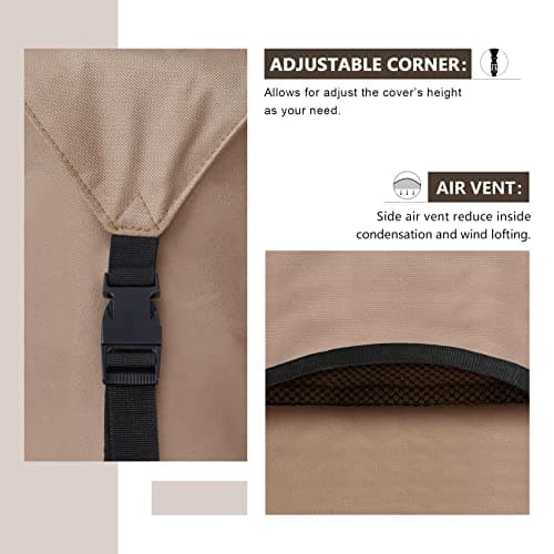 ULTCOVER Rectangular Patio Heavy Duty Table Cover - 600D Tough Canvas Waterproof Outdoor Dining Table and Chairs General Purpose Furniture Cover Size 88L x 62W x 28H inch — view 4