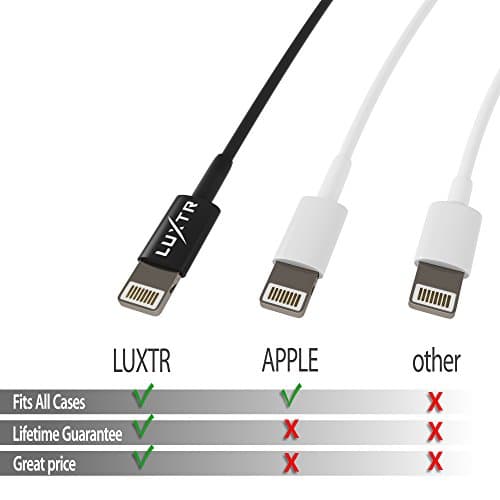 Luxtr - iPhone Charger - 6.5 ft - True Apple Certification, Fits All Cases, Works with All Lightning Devices - Black — view 2