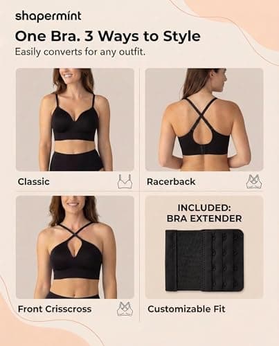 SHAPERMINT Seamless Wireless Bras for Women Full Support - Comfortable Bralette with Lift - No Underwire Soutien Gorge Femme - Plus Size Push Up Bra Black — view 4