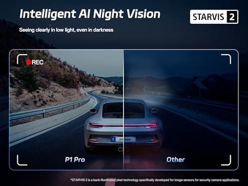 Pelsee P1 Pro 4K Dash Cam Front and Rear, STARVIS 2 Sensor, 64GB Card, Dual Dash Camera for Cars with Full-Color Night Vision, HDR WDR, ADAS, GPS, WiFi & Voice Control, 24H Parking Mode, 3.39" Screen — view 3