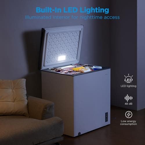 Midea MERC07C4BAWW Chest Freezer, 7.0 Cubic Feet Freezer With Removable Basket, Interior LED Light, Adjustable Temperature, For Kitchen Apartment Office, White — view 5