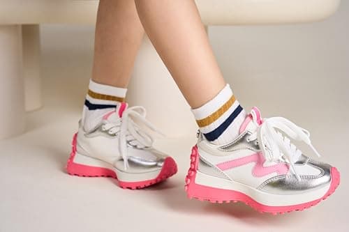 Project Cloud Kid Shoes for Girls - Girls Sneakers with Breathable Upper, Lightweight Design, Memory Foam Insole & Non-Slip Outsole (Lecco_K,PINKCOMBO,2)