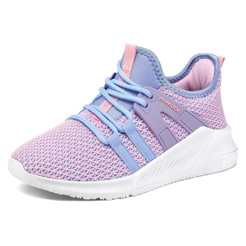 RUNSIDE Boys Girls Tennis Shoes Kids Lightweight Breathable Sneakers Lace-up Running Athletic Shoes for Toddler/Little Kid/Big Kid Purple