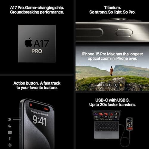 Apple iPhone 15 Pro, 256GB, Black Titanium - Unlocked (Renewed) — view 5
