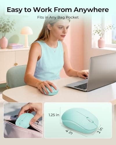 seenda Wireless Mouse for Laptop, 2.4G Noiseless Mouse with USB Receiver - Optical Tracking Portable Computer Mice for Chromebook, PC, Tablet, Windows System, 24 Months Battery Life - Mint Green — view 3