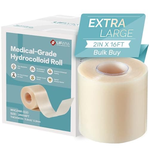 Hydrocolloid Roll for Wound Care - Cut-to-Size, Extra Large Hydrocolloid Patch Bandages with Self-Adhesive, Ultra Absorbent, Flexible & Waterproof, First Aid Kit Essential (2in*16ft) (2in*16ft)