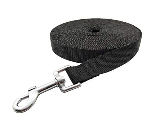 Nylon Training Dog Leash for Small Medium Large Dogs, 15ft 20ft 30ft 50ft Long Leash Dog/Puppy Lead for Obedience Recall Training, Camping (15ft, Black) — view 2