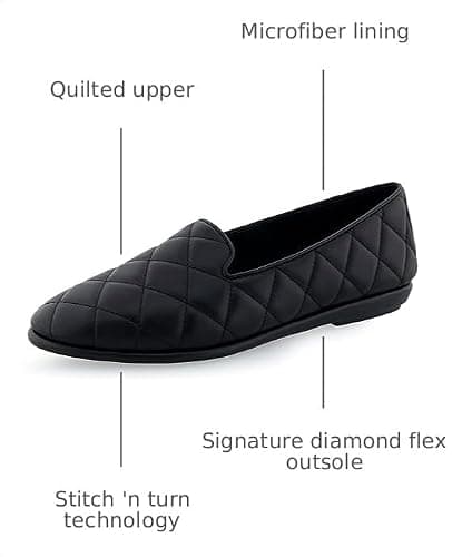 Aerosoles Women's Betunia Loafer Flat, Black Quilted, 5.5