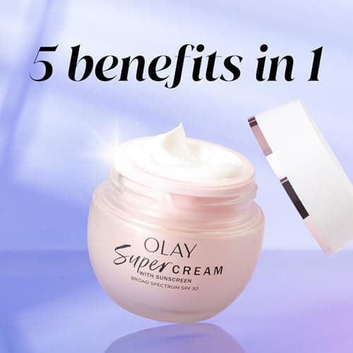 Olay Super Cream with Sunscreen SPF 30, Ultra Lightweight Face Moisturizer with Vitamin C, Hyaluronic Acid, Niacinamide, Vitamin E, and Collagen Peptide that hydrates, smooths, brightens, firms, and protects with SPF, 50 mL — view 2