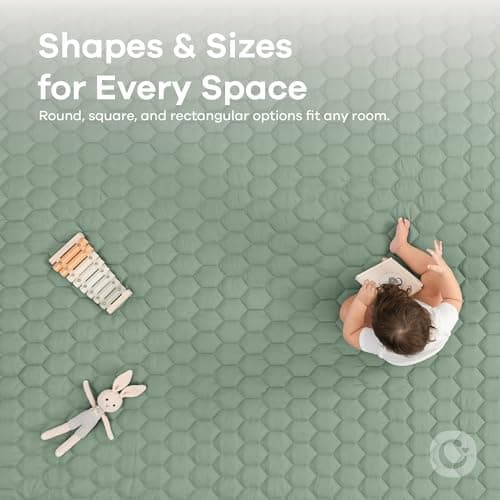 Comfy Cubs Kids Play Mat, Round 91.5 cm - 0+ Months, Small Soft Baby Mat with Non-Slip Bottom - Safe, Plush Quilted Surface for Kids Playtime, Tummy Time, and Comfort Fern — view 4