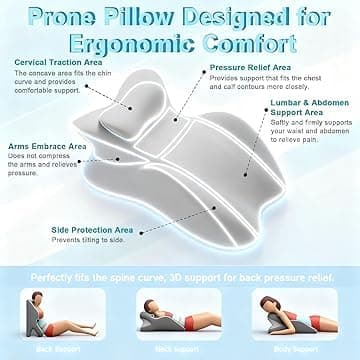 Large Body Pillow, Couples Pillow,27°Angle Perfect Position Ergonomic Contoured Support, Multi-Functional Memory Foam Wedge Back Support, Prone Pillows for Sleeping,Reading,Massage