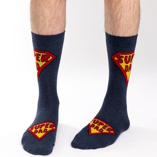Good Luck Sock Men's Super Dad & Father's Day Socks, Big & Tall, Shoe Size 13-17