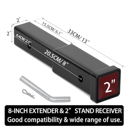 IMALEN 8" Trailer Hitch Extender Fits 2 Inch Receiver, Trailer Hitch Extension 5000 lbs Towing Capacity Heavy Duty — view 2