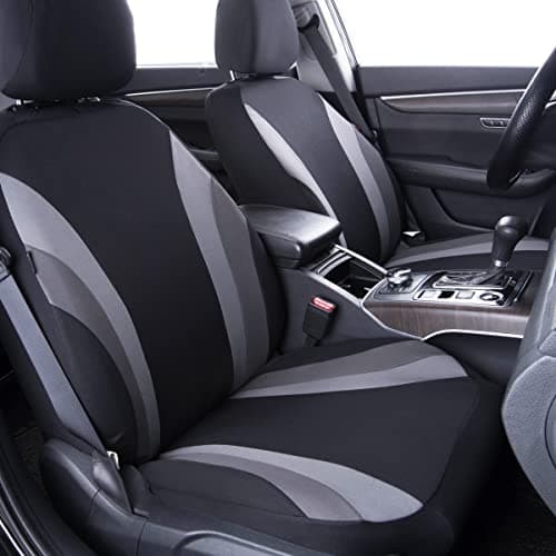 CAR PASS Line Rider 11PCS Universal Fit Car Seat Cover -100% Breathable with 5mm Composite Sponge Inside,Airbag Compatible (Black with Gray)