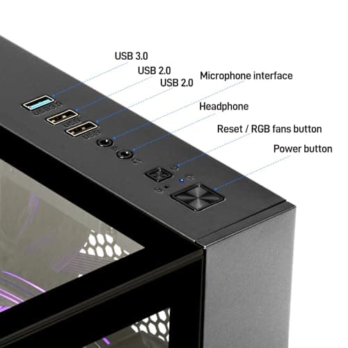 WIWB Gaming PC Desktop Ryzen 7 5700X, RTX 4060 Ti, 16GB DDR4 RAM, 1TB SSD, DDR4 RAM, Prebuilt Tower Computer for Gaming, Home (Black) — view 4