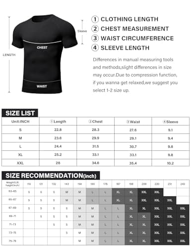 Casey Kevin Men's Slimming Compression Shirts 3 Pack, Short Sleeve Shapewear Undershirt for Men Body Shaper Tummy Control,White/Black/Black,X-Large — view 5