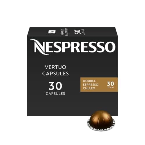 Nespresso Capsules Vertuo, Double Espresso Chiaro, Medium Roast Espresso Coffee, 30-Count Coffee Pods, Brews 2.7oz.