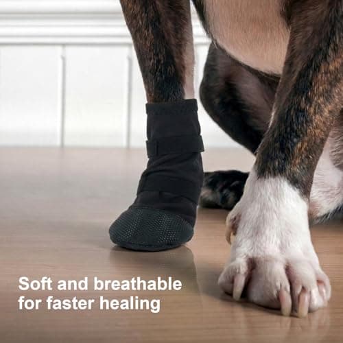 IKIPUKO Dog Boot for Paw Wound Recovery, Anti-Slip Dog Injured Paw Protector, Shoe for Medium Large Dogs, Adjustable Dog Bootie Outdoor to Keep Paw Dry and Clean, Prevent Licking, Dirt and Mud, XL — view 5