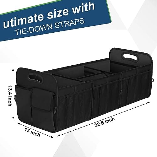 Femuar Large Capacity Trunk Organizer, Waterproof Car Accessory, Non-Slip, Foldable, Suitable for All Vehicles, Black — view 2