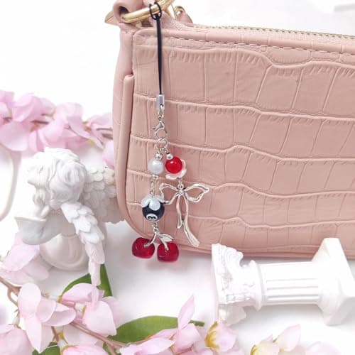 cioatu Y2K Cute Phone Charms Set - Aesthetic Cherry,Flower, Butterfly & Star Cell Phone Straps, Kawaii PhoneAccessories for Bag Keychain, AirPods, Camera Decor(Red Cherry) — view 5