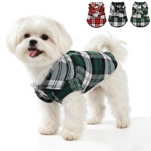 Polo Plaid Dog Shirt, Dog Clothes for Small Dogs Girl Boy, Breathable, Comfy Soft Pet T-Shirts Outfits Designed for Extra Small Sized Dogs Boy Girl (Green, X-Small)