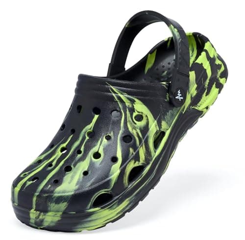 Amsatas Men and Women Unisex Garden Marble Pattern Clogs Shoes Black and Green40 — view 2
