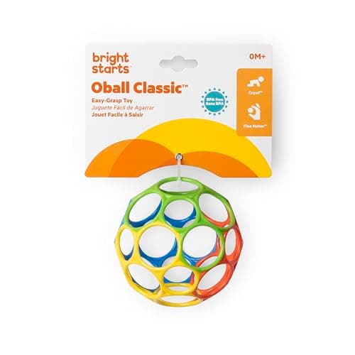 Bright Starts Oball Easy Grasp Classic Ball BPA-Free Infant Toy in Red, Yellow, Green, Blue, Age Newborn and up, 4 Inches — view 5