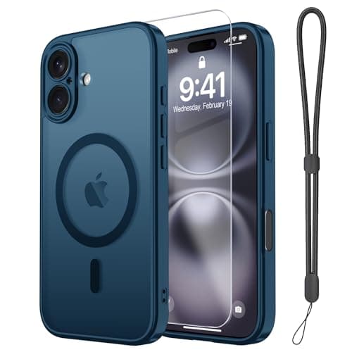 Janmitta Magnetic Case for iPhone 16 Case with Screen Protector+Wrist Strap