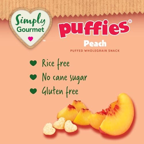 Simply Gourmet Puffies, Peach, 6 x 32g | 8 Months+ | No Cane Sugar, Gluten-Free | Made in Canada — view 4
