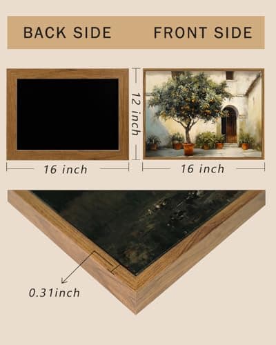 ARPEOTCY Vintage Framed Canvas Wall Art, Courtyard Orange Tree — view 3