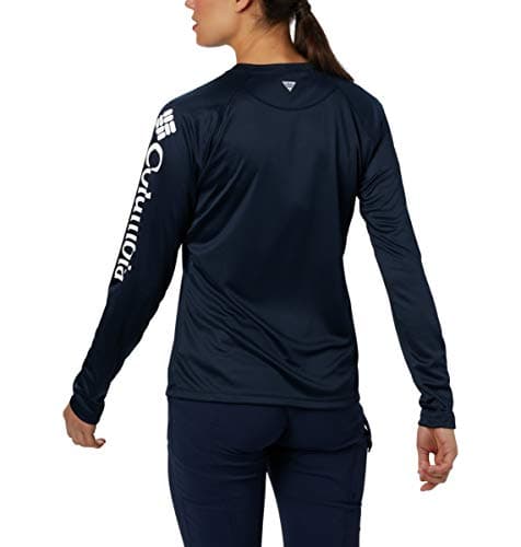 Columbia Womens PFG Tidal Tee II Long Sleeve Sun Protection Shirt, Collegiate Navy/White Logo, Medium — view 2