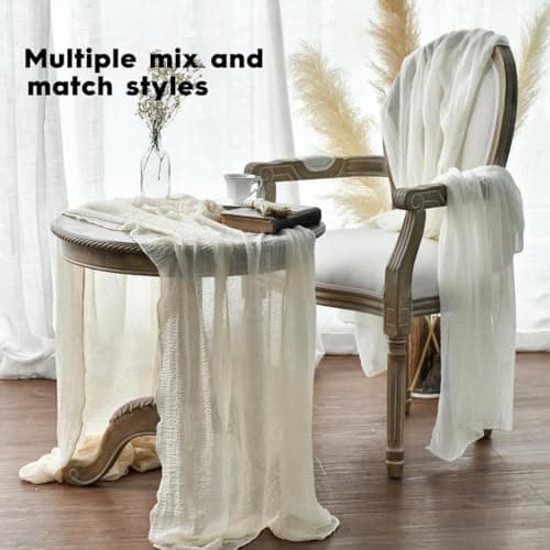 Artoid Mode Boho Beige Gauze 3 Pieces Wedding Table Runner, 300 cm Birthday Fabric Kitchen Dining Holiday Table Decor for Home Party Indoor — view 4