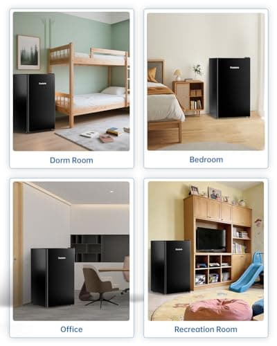 Frostorm 3.2 Cu Ft Mini Fridge with Freezer - Energy Efficient, Large Capacity Single Door Upright Freezer for Bedroom, Office & Dorm | Small Fridge, Reversible Door, ETL Certified(Black) — view 7