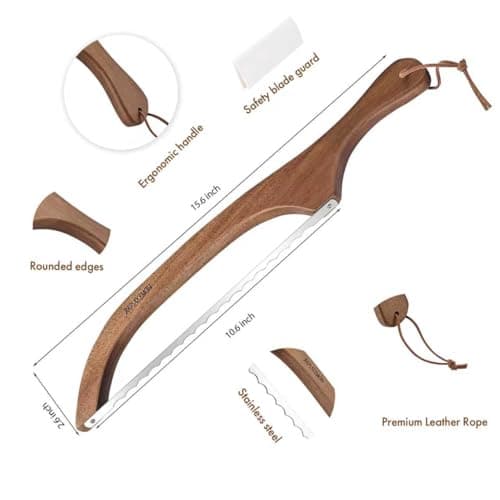 RAPSAKEMOH Bread Knife for Homemade Bread sourdough,Bread slicer for Homemade Bread, Sourdough bread knife, Baguettes and More Cuts Thin,Bow Design Easy to Cutting Even Slices — view 6