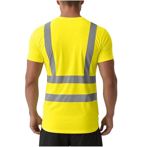 High Visibility Shirts for Men Women Short Sleeve Safety T-Shirts Class 3 Hi Vis Reflective Construction Work Shirt — view 4