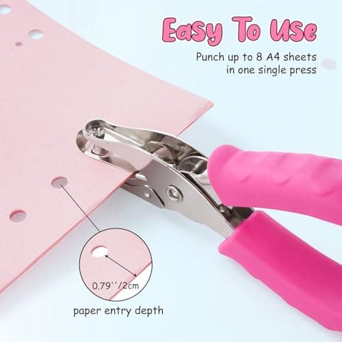 Vsvgmoq Single Hole Punch Set, 2 Pcs 1/4&1/8 Inch Hole Puncher Single with Soft Grip Handle, One Punch with Scrap Container, 8 Sheets Capacity, Fun Punch for Paper Crafts, Scrapbooks, Tags, Tickets — view 2