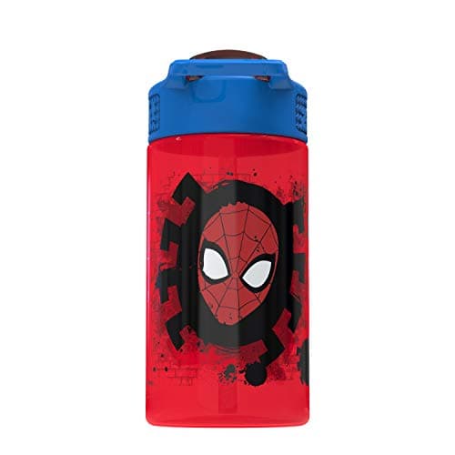 Zak Designs Marvel SpiderMan Kids Spout Cover and Built-in Carrying Loop Made of Plastic, Leak-Proof Water Bottle Design (16 oz, BPA-Free) — view 3
