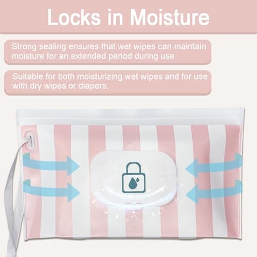 Baby Wipe Holder,Wipe Dispenser, 3-Pack Portable Refillable Wipe Container,Reusable Travel Baby Wipes Case, Waterproof and Dustproof, Wipe Holder for Diaper (Pink)