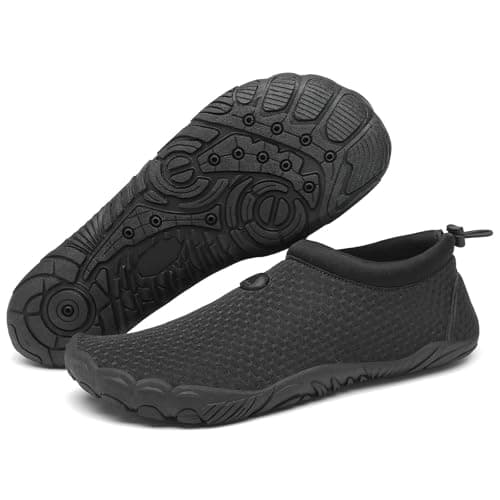 Mishansha Womens Mens Water Shoes Wide Toe Box Swim Beach Barefoot Shoes Quick Dry Non Slip Lividity Black 11 Women/9 Men